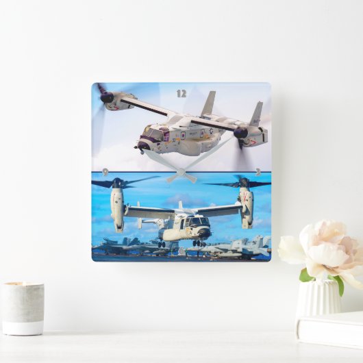 CMV-22Bオスプレイ スクエア壁時計 (ホーム)