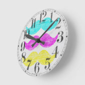 CMYの髭(凸版印刷のスタイル) ラウンド壁時計 (傾斜)