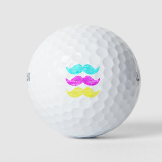CMY Mustaches (レタープレススタイル) ゴルフボール (正面)
