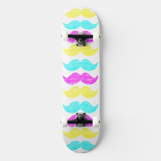 CMY Mustaches (レタープレススタイル) スケートボード (正面)