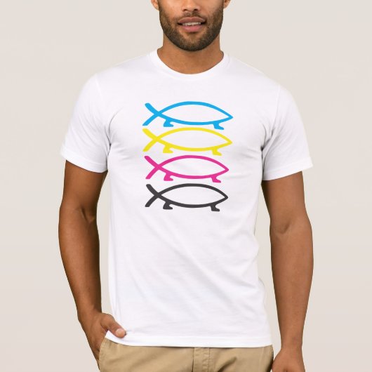 cmykのダーウィンの魚 tシャツ (正面)