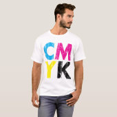 CMYKの動揺してな積み重ねられたタイプワイシャツ Tシャツ (正面フル)