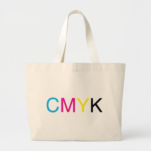 CMYKの文字 ラージトートバッグ (正面)