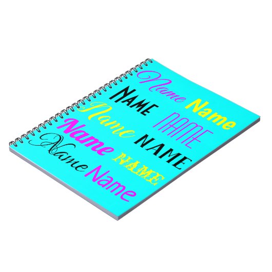 CMYKの青緑色の名前入りな一流のギフト ノートブック (左側)
