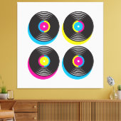 CMYKアートポップ・アートのビニールは80sスタイルの明るい色を記録 キャンバスプリント (インサイチュ (リビング))