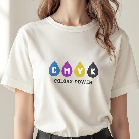 CMYKカラフルインク滴の女性のTシャツ Tシャツ