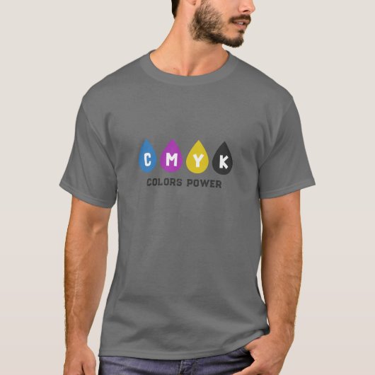 CMYKカラフルインク滴メンズTシャツ Tシャツ (正面)