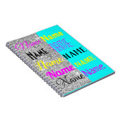 CMYKシアンとシルバーのグリッターパーソナライズされたギフト ノートブック (右側)