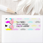 CMYKヒップスターの口ひげパターン ラベル (インサイチュ)