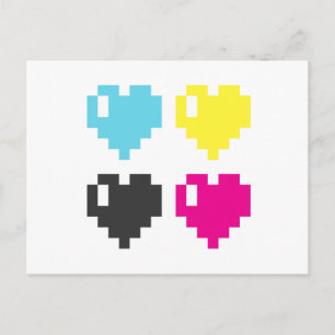 CMYKピクセルハートはがき ポストカード