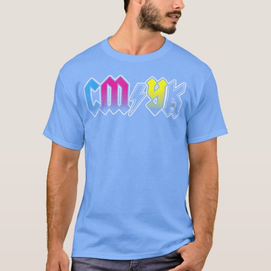CMYKロックバンドデザイナー レトロ Tシャツ (正面)