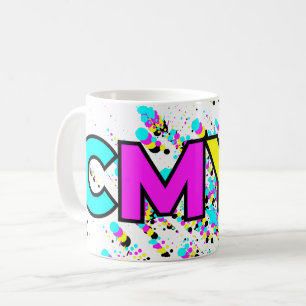 CMYK絵を描（ばちゃばちゃ）跳ねるモノグラム コーヒーマグカップ