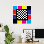 CMYK背景のチェステーブル ポスター (ホームオフィス)