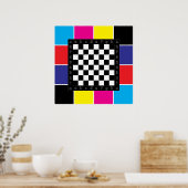 CMYK背景のチェステーブル ポスター (キッチン)