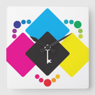 CMYK スクエア壁時計