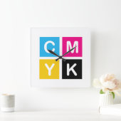 CMYK スクエア壁時計 (ホーム)