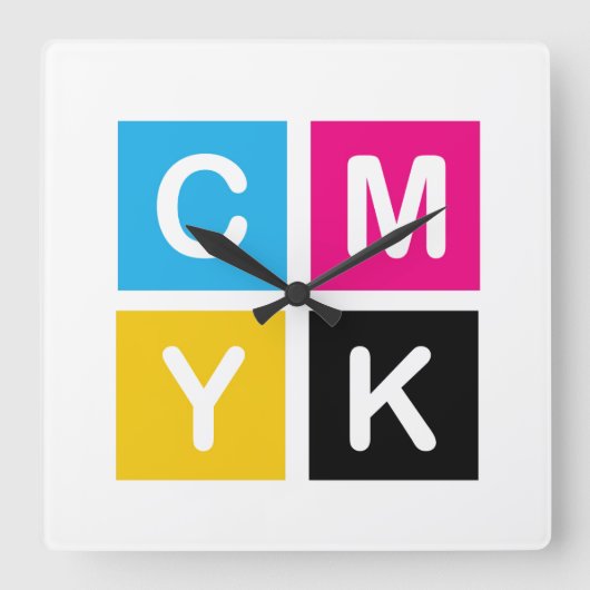 CMYK スクエア壁時計 (正面)