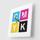 CMYK スクエア壁時計 (傾斜)