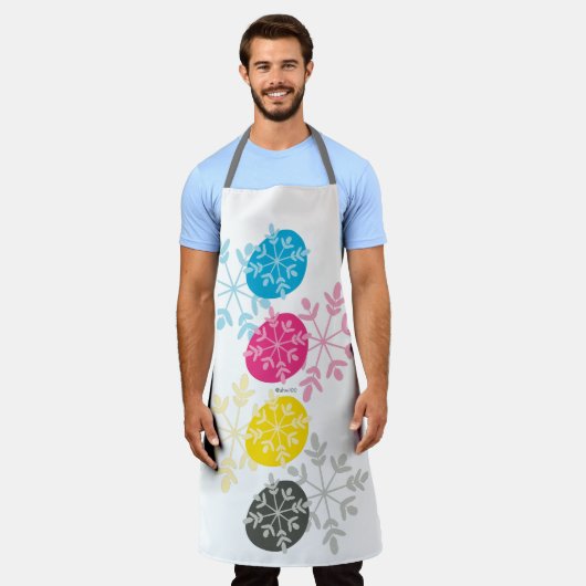 CMYK Snowflakes エプロン (着用した状態)