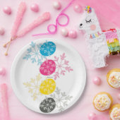 CMYK Snowflakes ペーパープレート (パーティー)