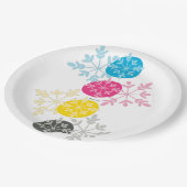 CMYK Snowflakes ペーパープレート (アングル)