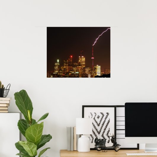 CNタワーイントロント稲妻ストライキ ポスター (ホームオフィス)