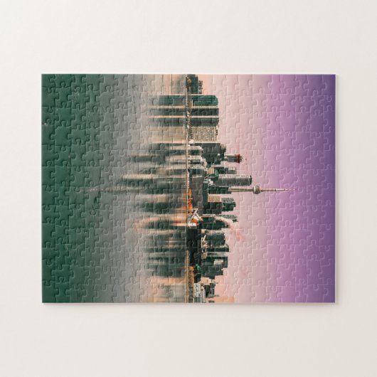 CNタワートロントカナダランドマークウォーター反射 ジグソーパズル (横)