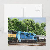 CN 4910青と白の「smurf」機関車 ポストカード (正面/裏面)