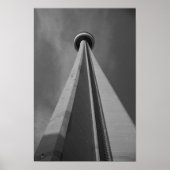 CN Tower Toronto Canadaモノクロ写真 ポスター (正面)