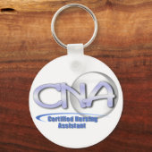 CNAおもしろいブルー – 認定看護助手 キーホルダー (正面)