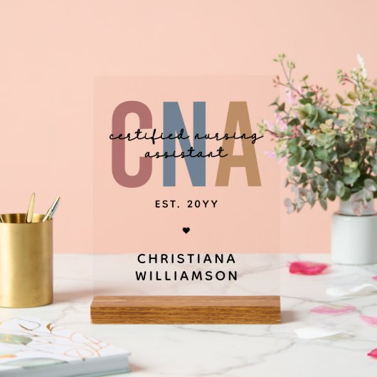 CNAカスタムレトロ認定看護助手ギフト アクリルサイン (ウェディング)