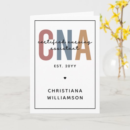 CNAカスタムレトロ認定看護助手ギフト カード (黄色い花)