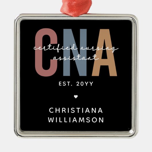 CNAカスタムレトロ認定看護助手ギフト メタルオーナメント (正面)