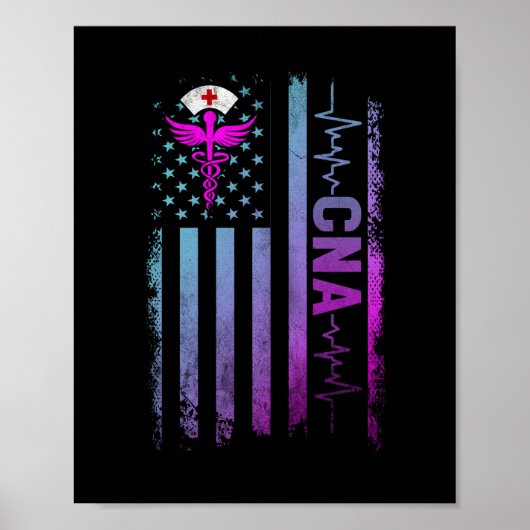 CNAジョブ認定看護助手USAフラグ ポスター (正面)