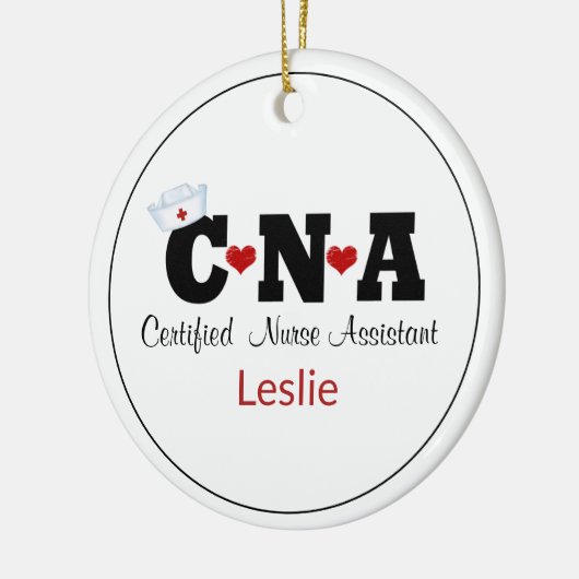 CNAパーソナライズされたナースクリスマスオーナメント セラミックオーナメント (左)