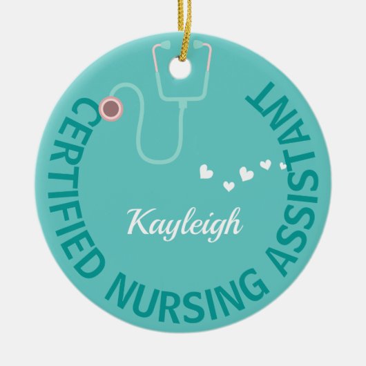 CNAパーソナライズされたナース – 聴診器 セラミックオーナメント (正面)