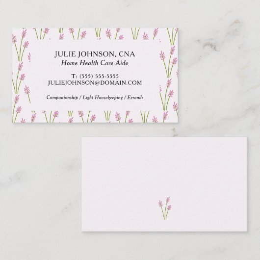 CNAホームエレガントヘルスケアピンクフローラルパターン 名刺 (正面/裏面)