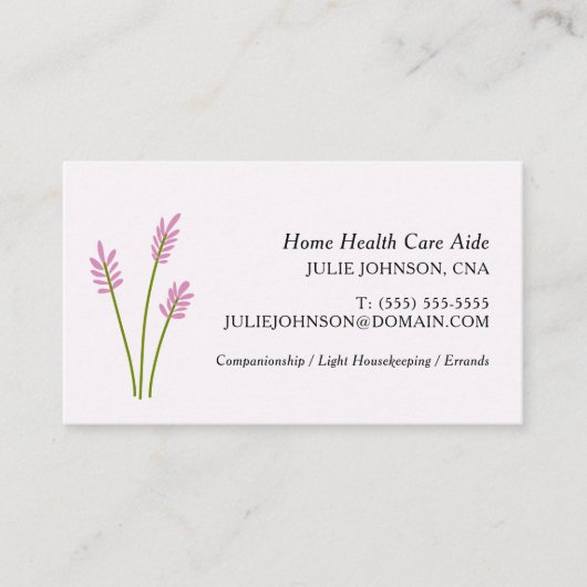 CNAホームエレガントヘルス気にアド・ピンクフローラ 名刺 (正面)