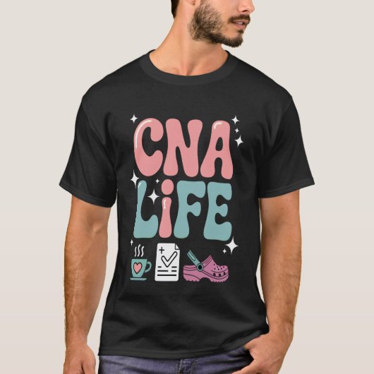CNAライフ レトロ 看護補助者 Tシャツ (正面)