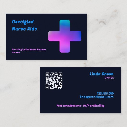 CNA看護QR 名刺 (正面/裏面)