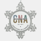 CNA認定カスタム看護助手ギフト スノーフレークピューターオーナメント (正面)