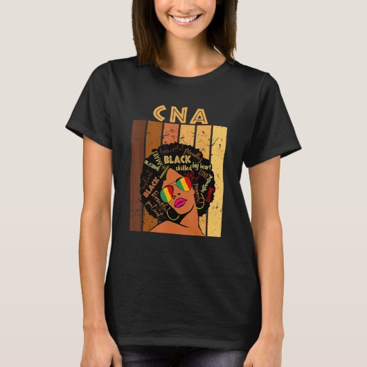 CNA認定看護助手Afro Blackの歴史 Tシャツ (正面)