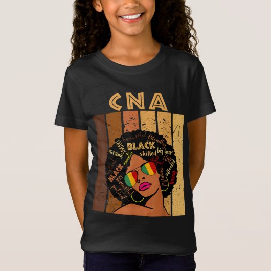 CNA認定看護助手Afro Blackの歴史 Tシャツ (正面)