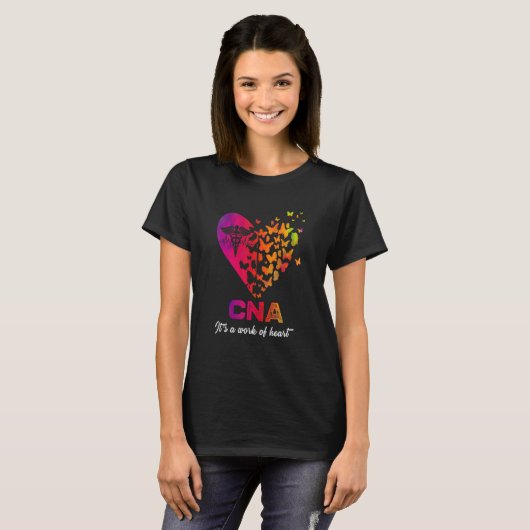 CNA It's a work of heart Nurse  Certified Nurses A Tシャツ (正面フル)