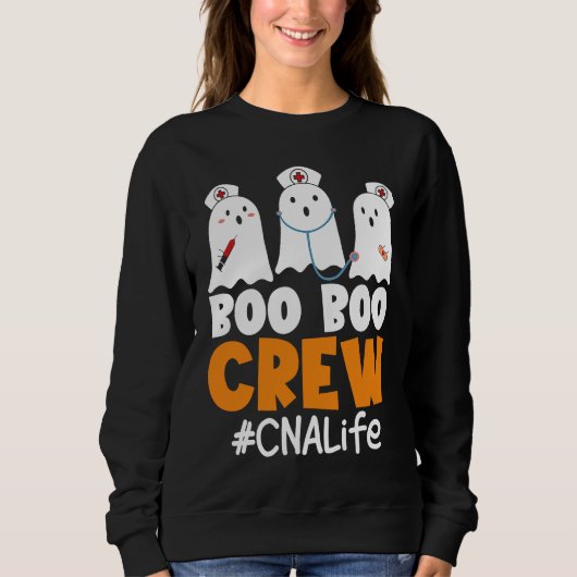 CNA Life Boo Boo Crew Nurse Ghost Halloween Costum スウェットシャツ (正面)