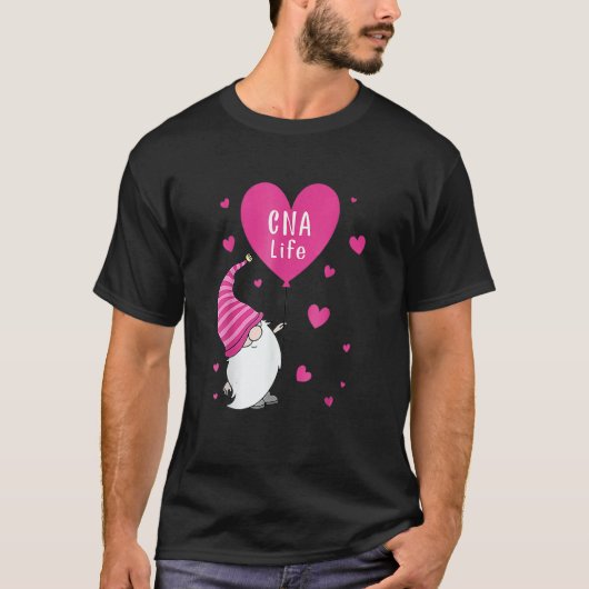Cna Life Valentine Gnome Nurse Valentines Day Tシャツ (正面)