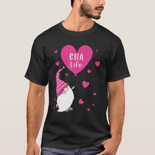 CNA Life Valentine Gnome Nurse Valentines Day Tシャツ (正面)