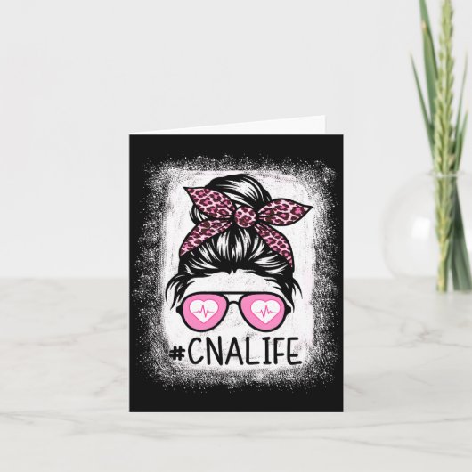 Cna Nurse Life Bleached Shirts Nk Leopard Messy Bu カード (正面)
