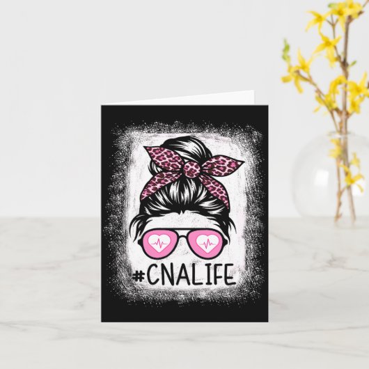 Cna Nurse Life Bleached Shirts Nk Leopard Messy Bu カード (黄色い花)