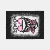 Cna Nurse Life Bleached Shirts Nk Leopard Messy Bu フリースブランケット (正面(横))